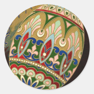Christ Is Risen! Fine Vintage Russian Easter Egg Classic Round Sticker