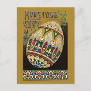 Christ Is Risen! Fine Vintage Russian Easter Egg Holiday Postcard