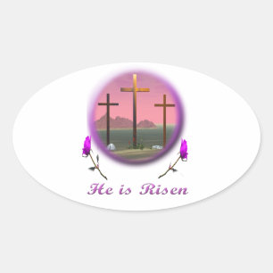 Christ is Risen Oval Sticker