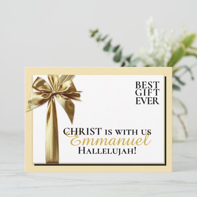 CHRIST IS WITH US Best Gift Ever Christmas Holiday Card (Standing Front)