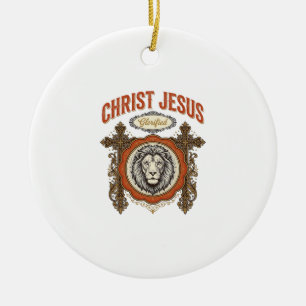 Christ Jesus Vintage Lion Faith Ceramic Tree Decoration