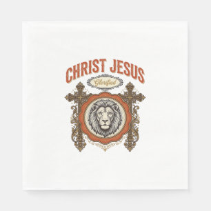 Christ Jesus Vintage Lion Faith Napkin