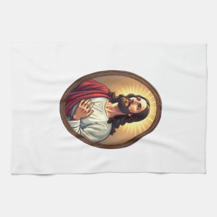 Christ Light Crest Vintage Engraving White Tee 2 Tea Towel