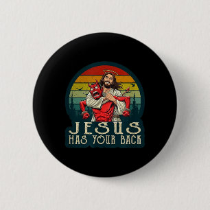 Christ-Like Figure Protecting From Adversary 6 Cm Round Badge