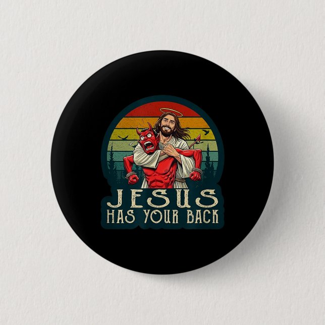 Christ-Like Figure Protecting From Adversary 6 Cm Round Badge (Front)