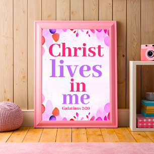 Christ lives in me Boho Christian Teen Girl Art Poster