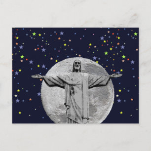Christ, moon and stars postcard