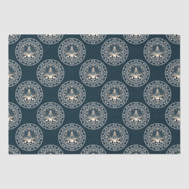 Christ Nativity Star of Wonder Polka Dot Mandala Tissue Paper (Front)