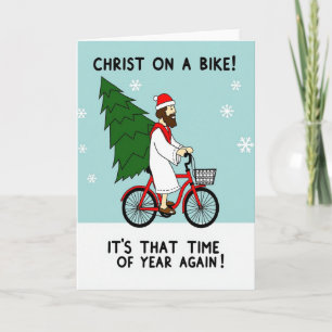 Christ On A Bike Funny Christmas Card