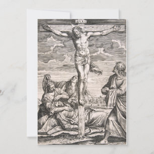 Christ on the cross by Agostino Carracci Invitation