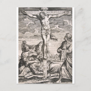 Christ on the cross by Agostino Carracci Postcard