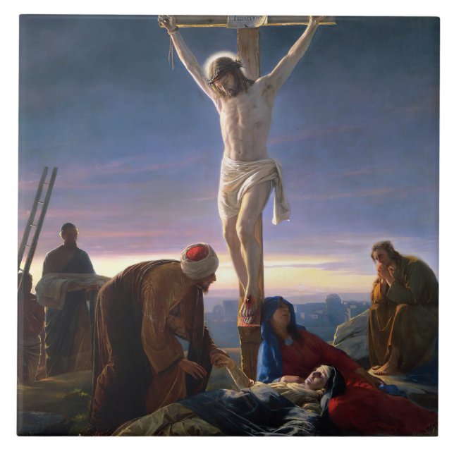 Christ on the Cross by Carl Bloch,  Religious Tile (Front)