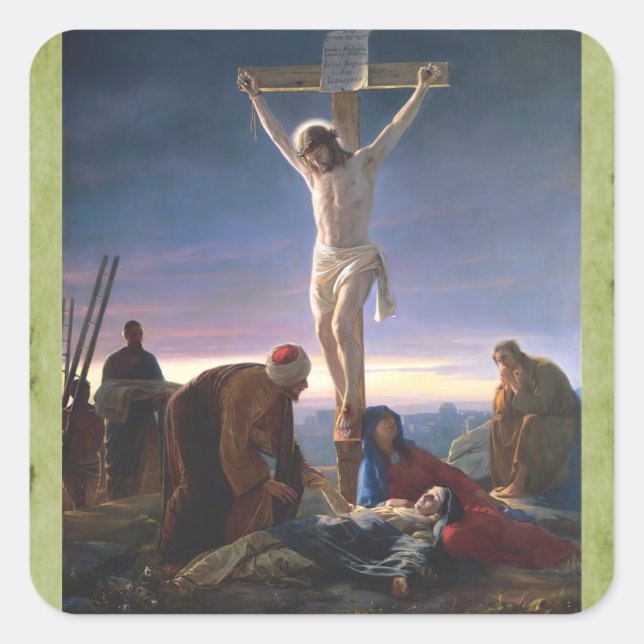 Christ on the Cross,  Square Sticker (Front)