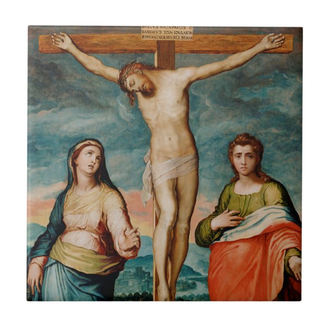 Christ on the Cross with Saints Tile (Front)