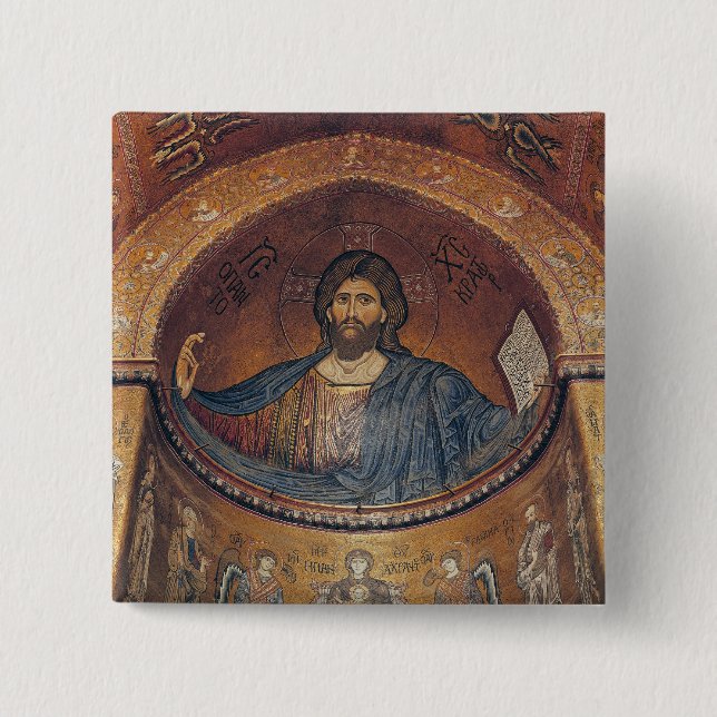 Christ Pantocrator and the Madonna 15 Cm Square Badge (Front)