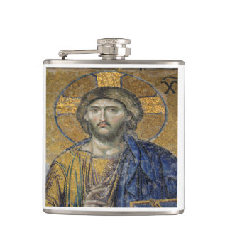 Christ Pantocrator Mosaic Iconic Religious Roman A Hip Flask