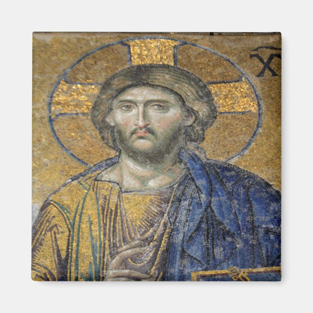Christ Pantocrator Mosaic Iconic Religious Roman A Magnet (Front)