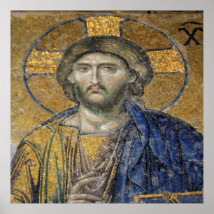 Christ Pantocrator Mosaic Iconic Religious Roman A Poster