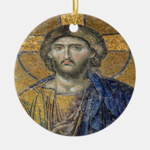 Christ Pantocrator Mosiac Iconic Religious Roman A Ceramic Tree Decoration