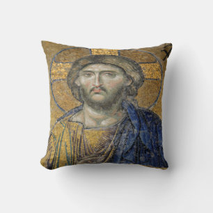 Christ Pantocrator Mosiac Iconic Religious Roman A Cushion