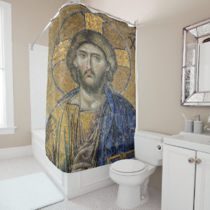 Christ Pantocrator Mosiac Iconic Religious Roman A Shower Curtain