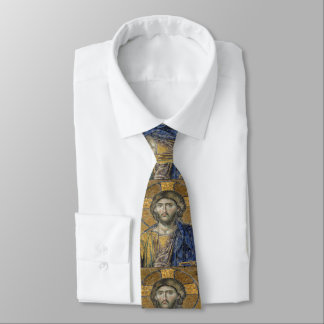 Christ Pantocrator Mosiac Iconic Religious Roman A Tie