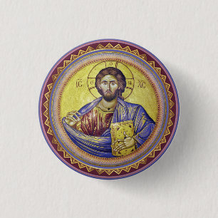 Christ Pantocrator Orthodox Icon 3 Cm Round Badge