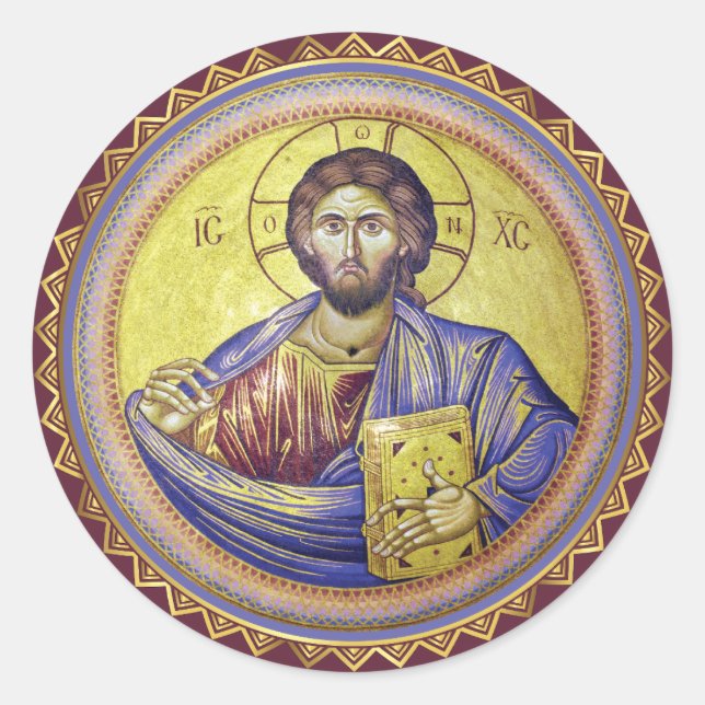 Christ Pantocrator Orthodox Icon Classic Round Sticker (Front)