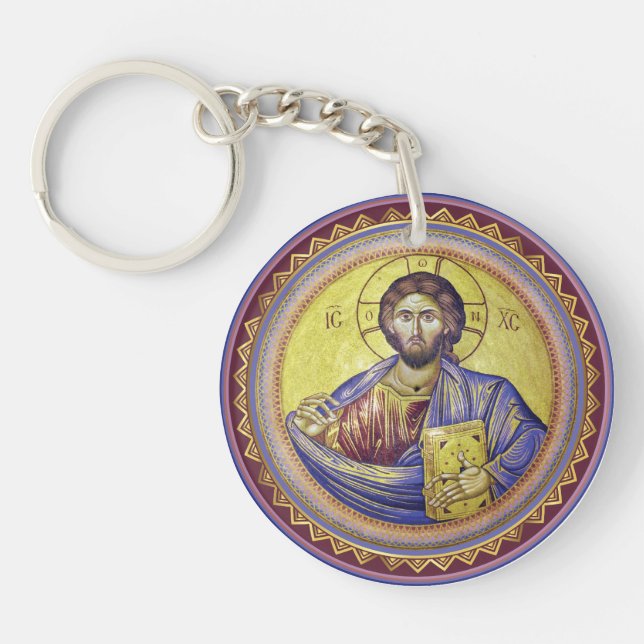 Christ Pantocrator Orthodox Icon Key Ring (Front)