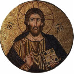 Christ Pantocrator Religious Mosaic Standing Photo Sculpture<br><div class="desc">Christ Pantocrator Orthodox Icon Image in mosaic. Pantocrator is Greek for He who reigns over all - the Almighty. One of the names of God. In Orthodox art, this mosaic fresco image depicts Christ as the almighty God and Lord of the Universe. In the New Testament Bible, Pantokrator is used...</div>