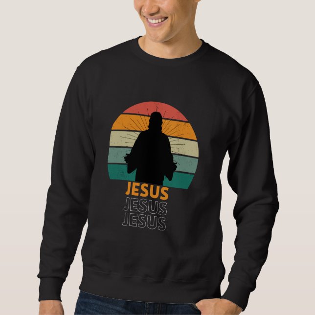 Christ Silhouette Retro Sunset Sweatshirt (Front)