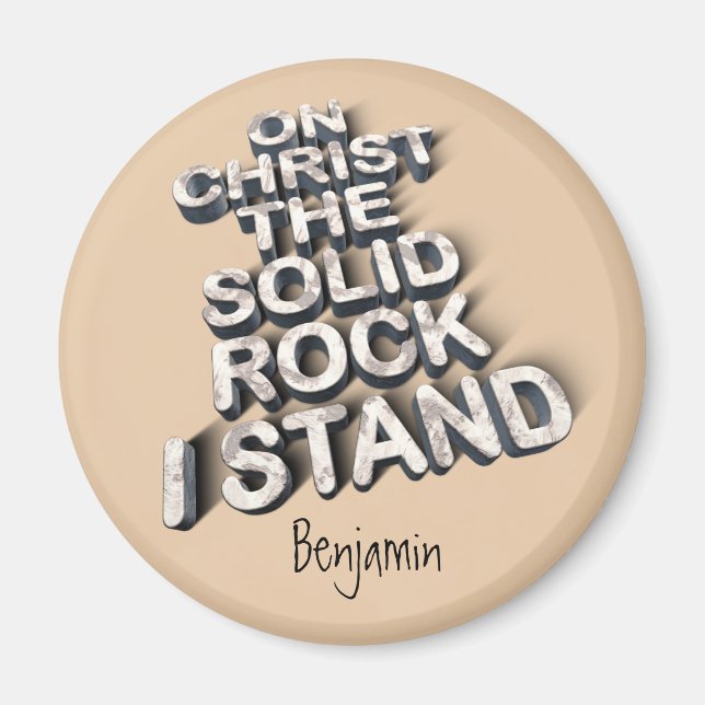 Christ solid rock christian bible quote typography magnet (Front)