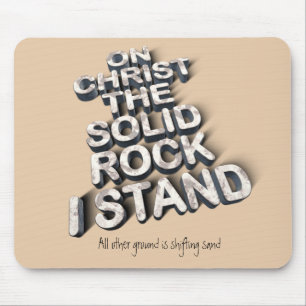 Christ solid rock christian bible quote typography mouse mat
