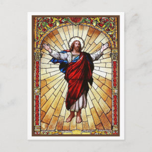 CHRIST Stained Glass Window Postcard