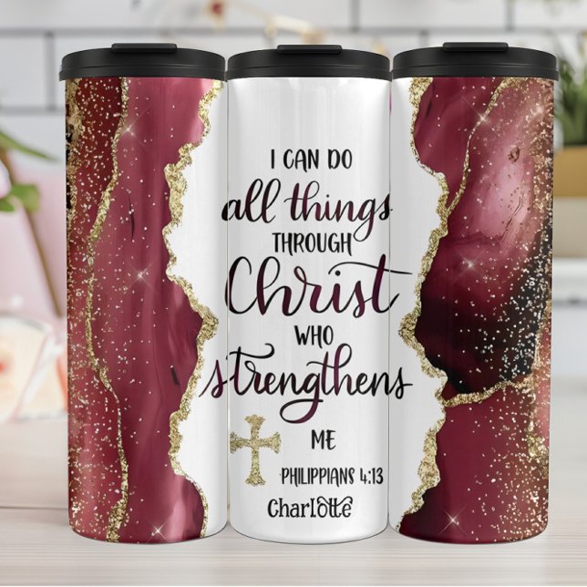 Christ Strengthens Me: Gilded Faith Thermal Tumbler (Creator Uploaded)