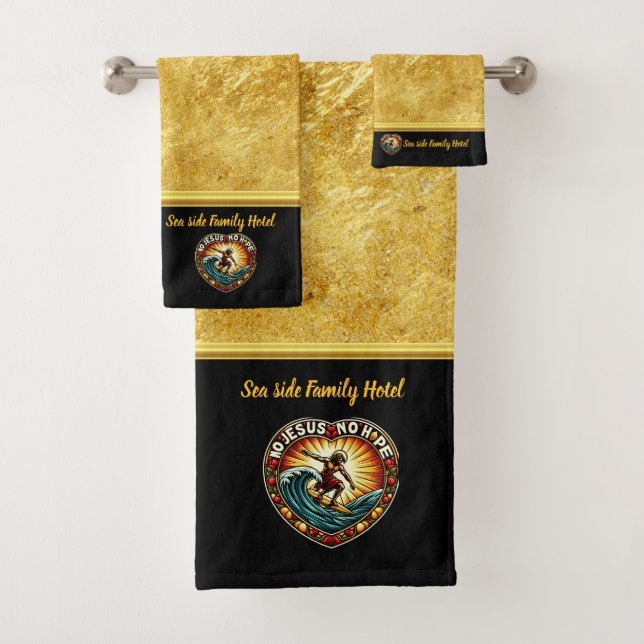 Christ Surfs Waves Bringing Eternal Strength (B) Bath Towel Set (Insitu)