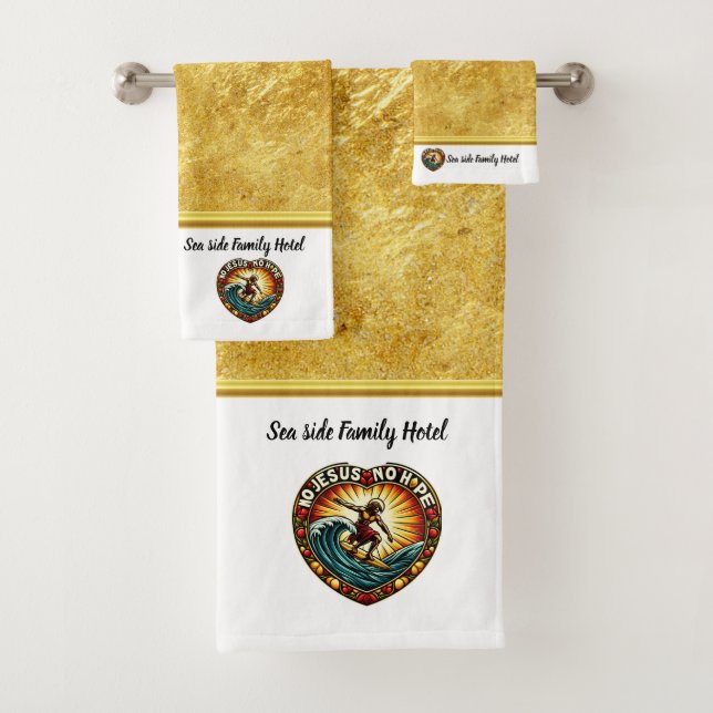 Christ Surfs Waves Bringing Eternal Strength  Bath Towel Set (Insitu)