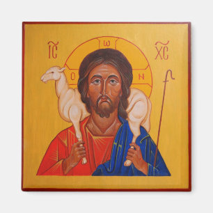 Christ the Good Shepherd Orthodox Icon magnet