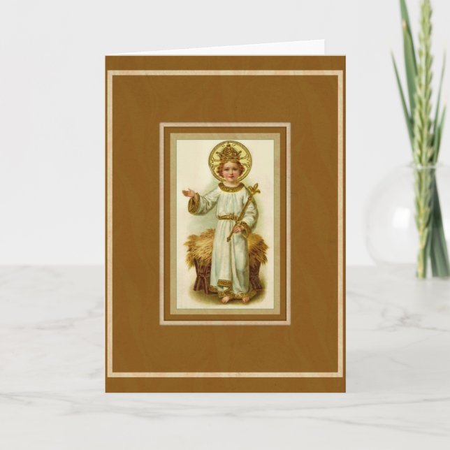 Christ the King Child Cross Manger Holiday Card (Front)