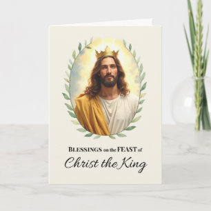 Christ the King Feast Day Blessings Leafy Wreath Card