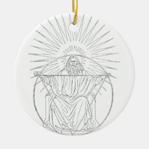 Christ the King medieval scene Ceramic Tree Decoration