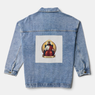 Christ the King Vintage Engraving Christian Shirt  Denim Jacket