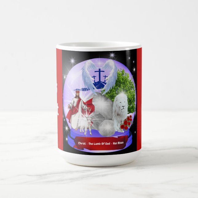 Christ The Lamb Of God Has Risen Red Mug (Center)