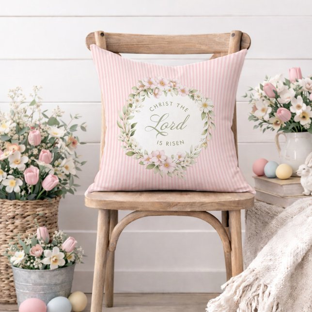Christ the Lord is Risen | Spring Wreath Cushion (Creator Uploaded)