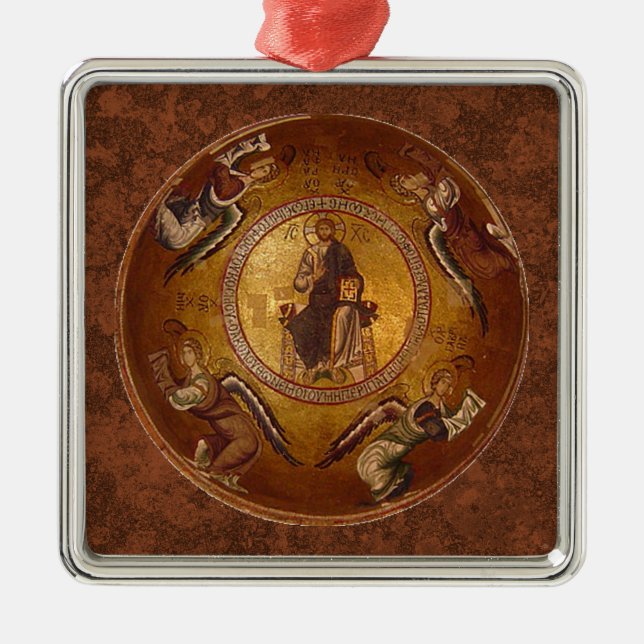 Christ the Pantakrator Christian Icon Metal Tree Decoration (Front)