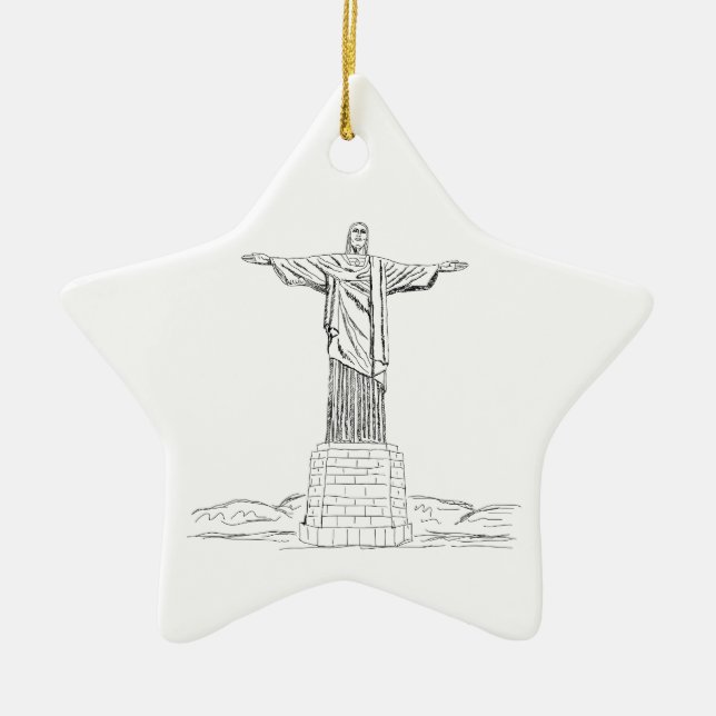 christ the redeemer ceramic tree decoration (Front)