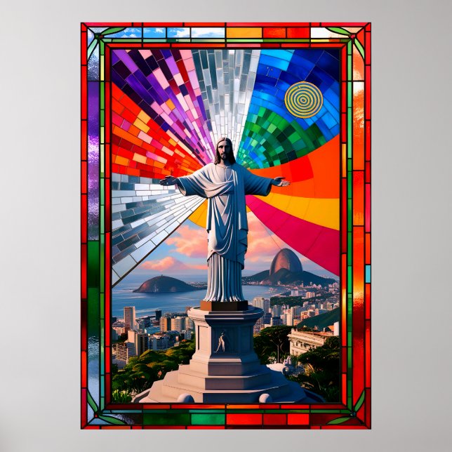 "Christ the Redeemer in Mosaic Poster (Front)