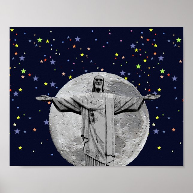Christ the Redeemer, moon and stars Poster (Front)