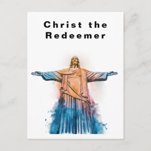Christ the Redeemer Rio de Janeiro Watercolor Postcard