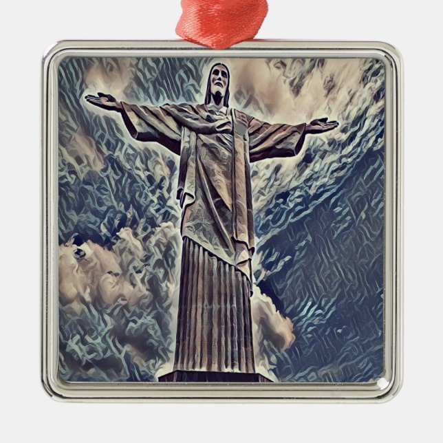 Christ the redeemer statue metal tree decoration (Front)